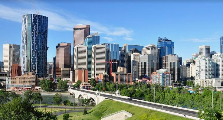 Calgary skyline above the Bow River