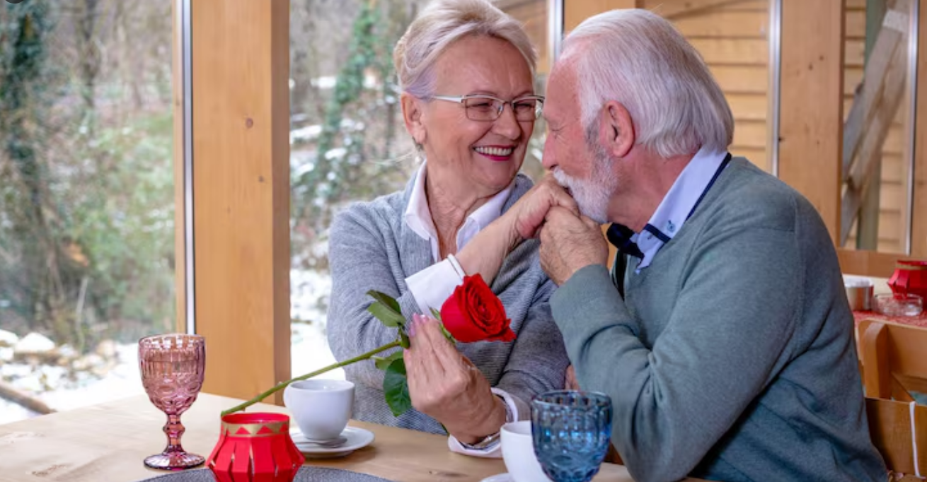 Mature couple enjoying a warm conversation together